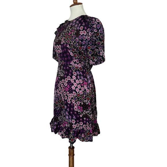 Kate Spade Floral Fit Flare Mini Dress Size 4 Smocked Silk Designer Cottage $428 - Picture 5 of 11
